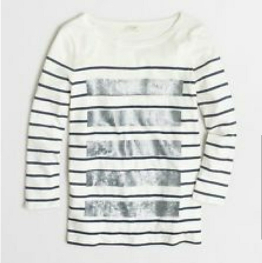 {J Crew} Sequin Stripe Tee